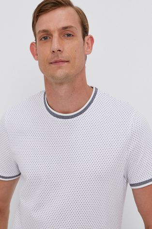 T-shirt męski slim w drobny wzór biały
