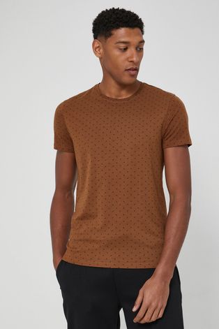 T-shirt bawełniany męski brązowy