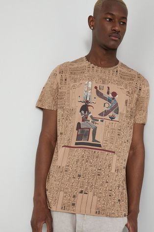 T-shirt męski z bawełny organicznej beżowy