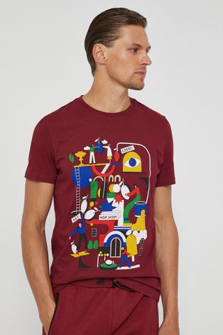 T-shirt bawełniany z kolekcji Design by Śliwka Nałęczowska męski różowy