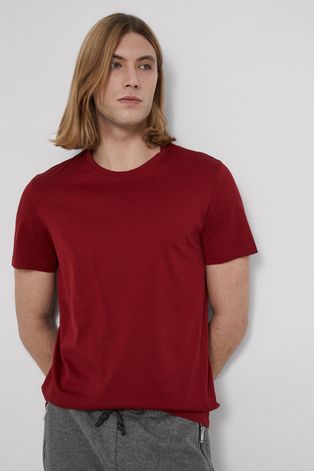 T-shirt z bawełny merceryzowanej męski gładki czerwony