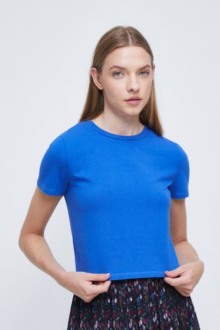 T-shirt damski bawełniany niebieski