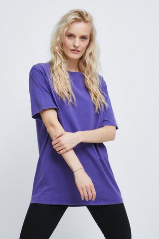 T-shirt bawełniany gładki fioletowy