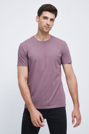 T-shirt męski gładki fioletowy