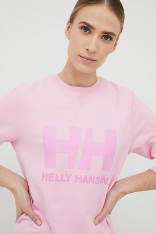 Mikina Helly Hansen dámská, růžová barva, s potiskem