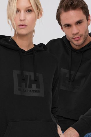Βαμβακερή μπλούζα Helly Hansen χρώμα: μαύρο