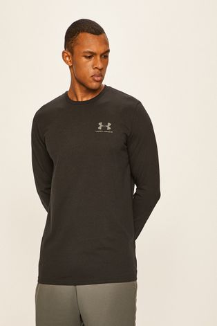 Tričko s dlouhým rukávem Under Armour pánské, černá barva, s potiskem