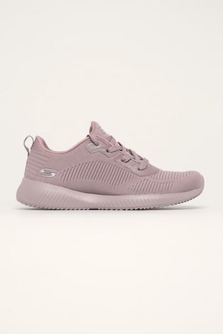 Topánky Skechers fialová farba, na plochom podpätku