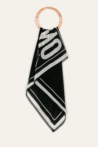 Шелковый платок Moschino цвет чёрный с узором