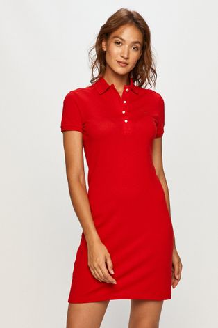 Lacoste Sukienka kolor czerwony mini prosta