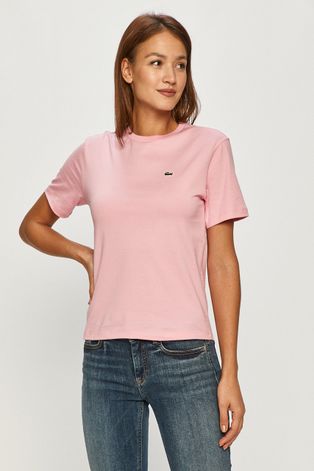 Bavlněné tričko Lacoste růžová barva