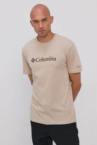 Tričko Columbia pánské, žlutá barva, s potiskem