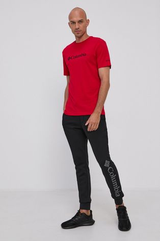 Columbia T-shirt męski kolor czerwony z nadrukiem