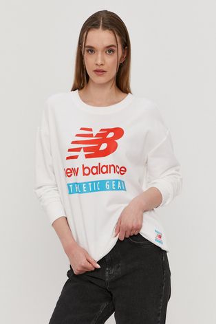 New Balance Bluza damska kolor biały z nadrukiem