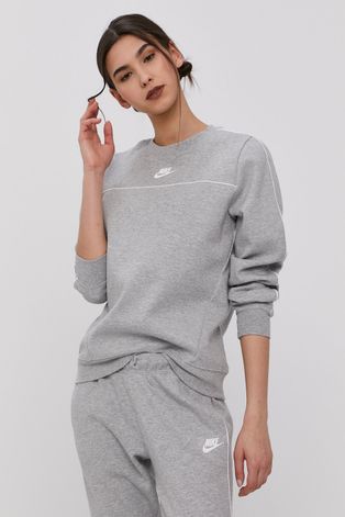 Mikina Nike Sportswear dámska, šedá farba, jednofarebná
