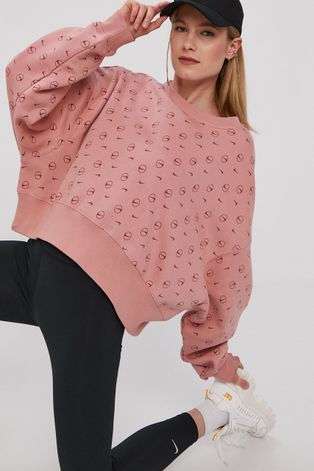 Mikina Nike Sportswear dámská, růžová barva, vzorovaná