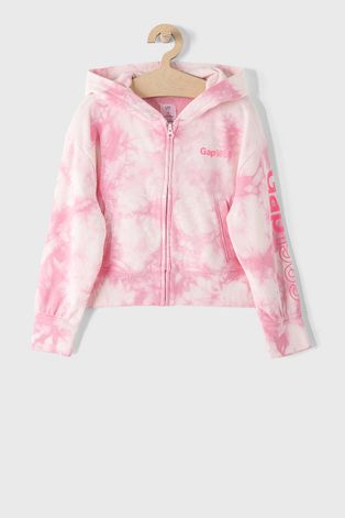 GAP Bluza dziecięca kolor różowy z kapturem z aplikacją