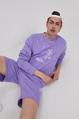 adidas Originals Bluza bawełniana męska kolor fioletowy z nadrukiem