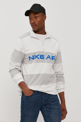 Bavlnená mikina Nike Sportswear pánska, biela farba, s potlačou