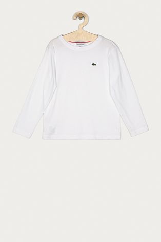 Dětská bavlněná košile s dlouhým rukávem Lacoste bílá barva, s aplikací