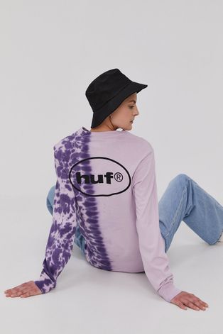 Tričko s dlhým rukávom HUF dámske, fialová farba