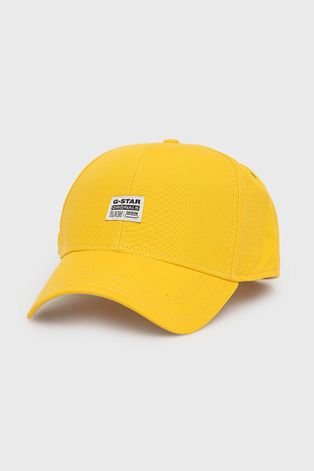 Bavlnená čiapka G-Star Raw žltá farba, jednofarebná