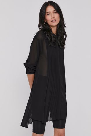 Sisley Koszula damska kolor czarny regular ze stójką