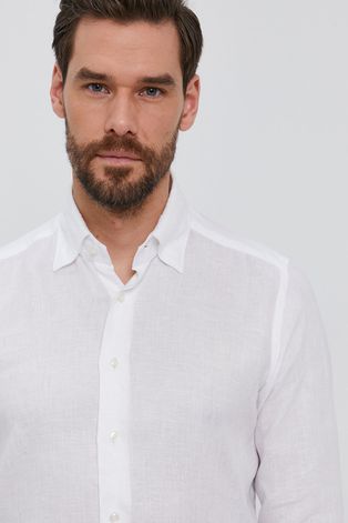 Сорочка Emanuel Berg чоловіча колір білий slim комір button-down