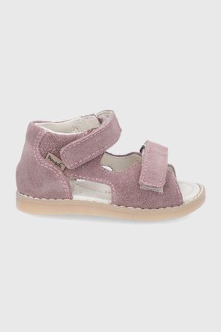 Dětské semišové sandály Mrugała růžová barva