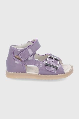 Detské kožené sandále Mrugała ružová farba