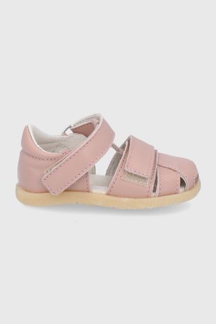 Detské kožené sandále Mrugała ružová farba