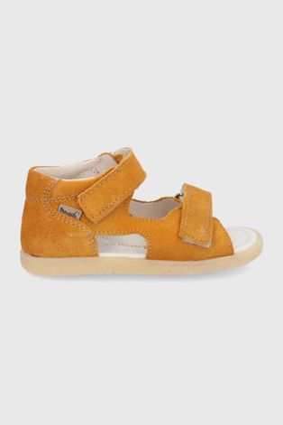 Detské semišové sandále Mrugała oranžová farba