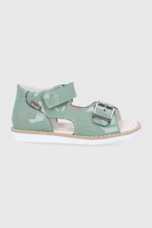 Detské kožené sandále Mrugała zelená farba