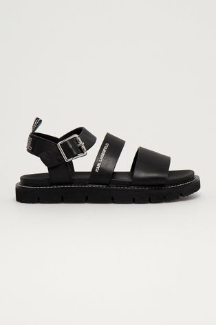 Kožené sandále Karl Lagerfeld pánske, čierna farba