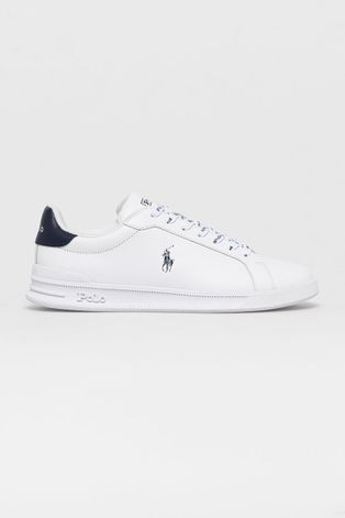 Kožená obuv Polo Ralph Lauren biela farba