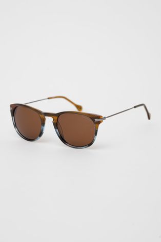 Pepe Jeans Okulary przeciwsłoneczne Square Clubmaster męskie kolor brązowy