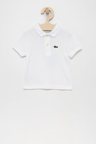 Dětské polo tričko Lacoste bílá barva, s aplikací