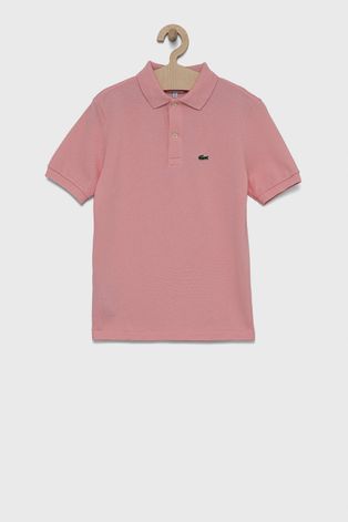 Pamučna polo majica Lacoste boja: ružičasta, glatki