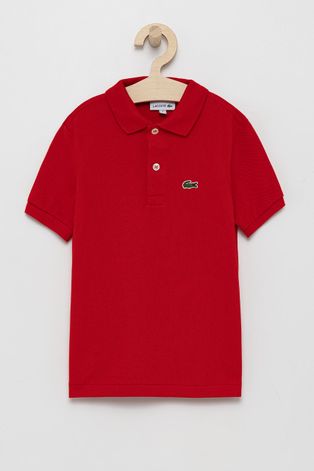 Dětské polo tričko Lacoste červená barva, s aplikací