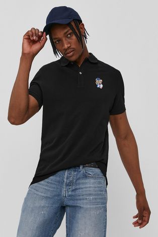 Polo majica John Frank za muškarce, boja: crna