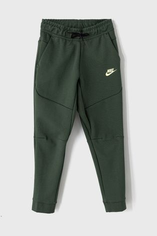 Детски панталон Nike Kids в зелено с изчистен дизайн