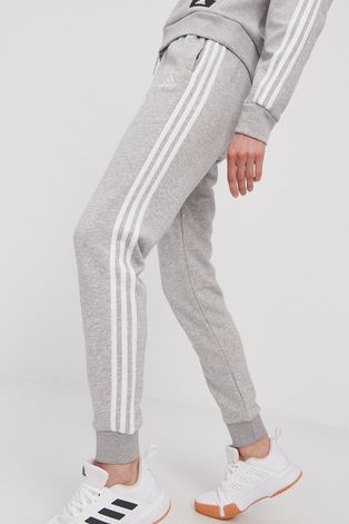 Kalhoty adidas dámské, šedá barva, s aplikací