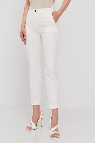 Pinko Spodnie damskie kolor biały proste medium waist