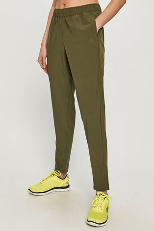 Nohavice adidas Performance dámske, zelená farba, jednofarebné