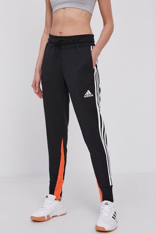 Nohavice adidas Performance dámske, čierna farba, s nášivkou