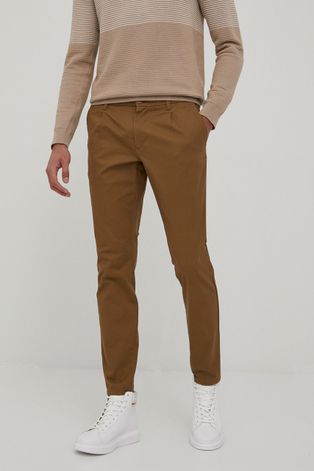 Kalhoty Only & Sons pánské, hnědá barva, ve střihu chinos