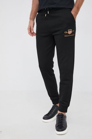 Gant Spodnie męskie kolor czarny gładkie