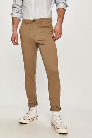 Kalhoty Jack & Jones pánské, béžová barva