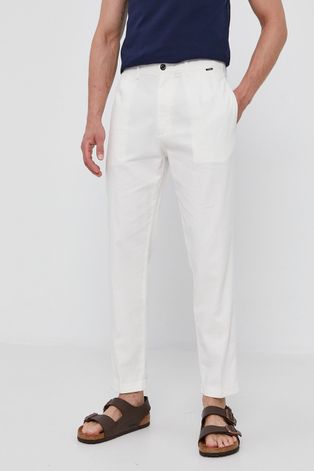 Calvin Klein Spodnie męskie kolor biały proste