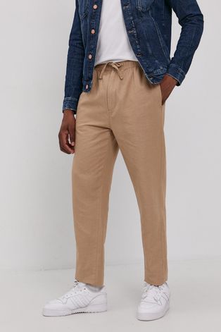 Kalhoty Superdry pánské, béžová barva, jednoduché